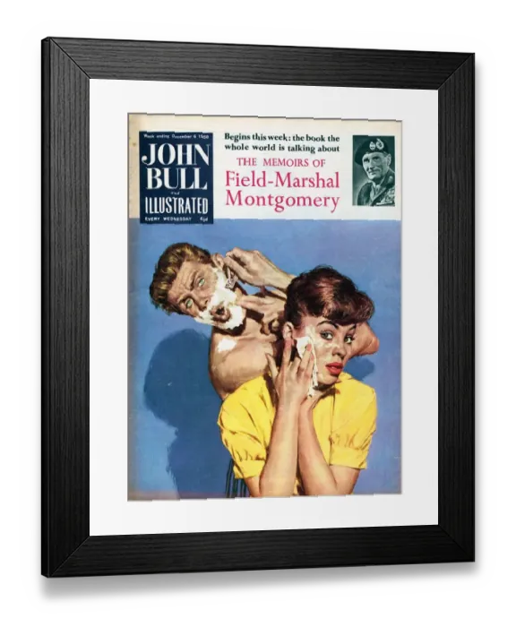 Framed Print : John Bull 1958 1950s UK bathrooms mirrors razors magazines Framed Print : John Bull 1958 1950s UK bathrooms mirrors razors magazines
