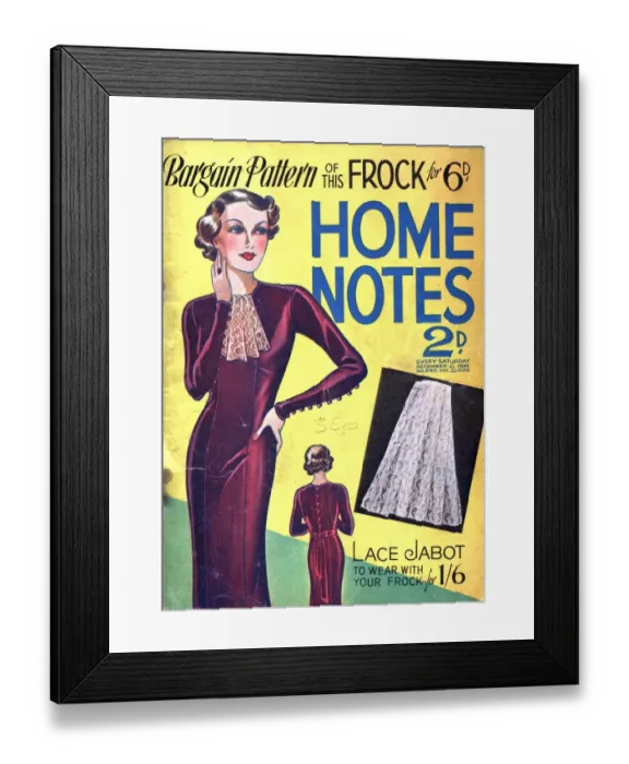 Framed Print : Home Notes 1940s UK women at war womens dresses dressmaking magazines