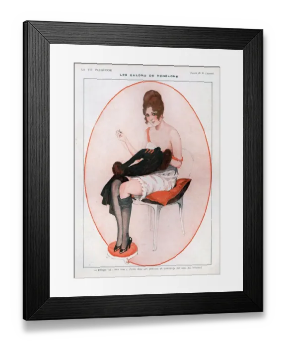Framed Print : La Vie Parisienne 1916 1910s France cc erotica stockings underwear hosiery womens
