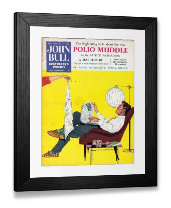 Framed Print : John Bull 1950s UK dish washing magazines man men kitchens Framed Print : John Bull 1950s UK dish washing magazines man men kitchens