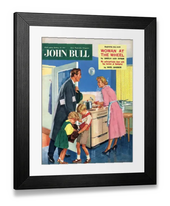 Framed Print : John Bull 1957 1950s UK cooking housewives housewife kitchens woman women in kitchen Framed Print : John Bull 1957 1950s UK cooking housewives housewife kitchens woman women in kitchen