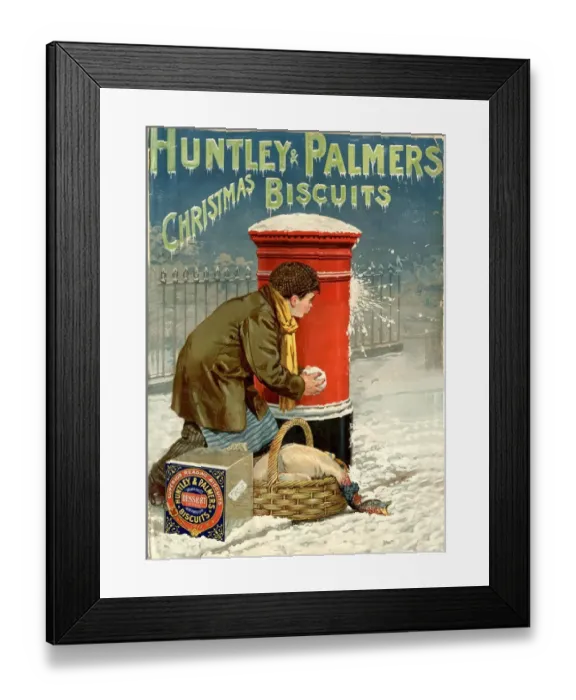 Framed Print : Huntley and Palmers 1890s UK biscuits post box boxes snowballs snow winter cold Framed Print : Huntley and Palmers 1890s UK biscuits post box boxes snowballs snow winter cold