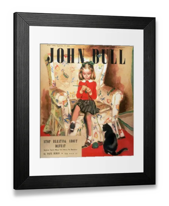 Framed Print : John Bull 1947 1940s UK cats magazines pets