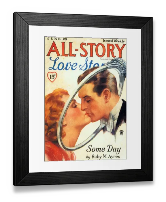 Framed Print : All-Story 1920s USA marriages kisses kissing engagement rings magazines Framed Print : All-Story 1920s USA marriages kisses kissing engagement rings magazines