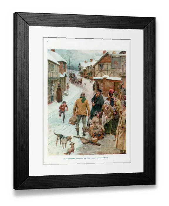 Framed Print : Pears Annual 1910s UK cc villages winter snow dogs horses stage coaches Framed Print : Pears Annual 1910s UK cc villages winter snow dogs horses stage coaches