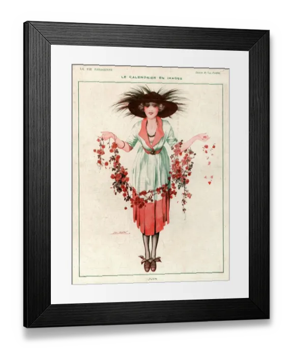 Framed Print : La Vie Parisienne 1918 1910s France Leo Fontan illustrations womens fashion hats flowers Framed Print : La Vie Parisienne 1918 1910s France Leo Fontan illustrations womens fashion hats flowers