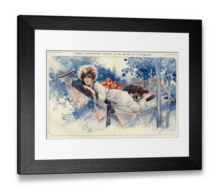 Framed Print : La Vie Parisienne 1920s France Maurice Milliere hammocks dogs relaxing gardens illustrations Framed Print : La Vie Parisienne 1920s France Maurice Milliere hammocks dogs relaxing gardens illustrations