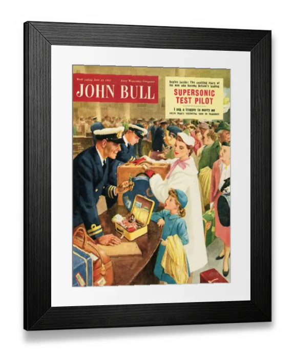 Framed Print : John Bull 1955 1950s UK holidays mothers and daughters travel customs smuggling magazines Framed Print : John Bull 1955 1950s UK holidays mothers and daughters travel customs smuggling magazines