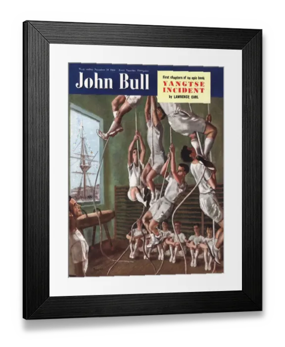 Framed Print : John Bull 1950 1950s UK exercise gyms magazines
