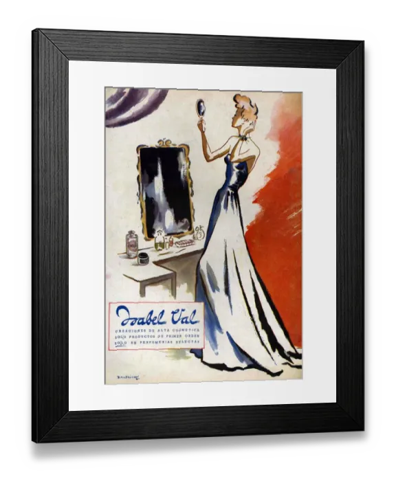 Framed Print : Isabel Val 1942 1940s Spain cc mirrors vanity dressing tables beauty