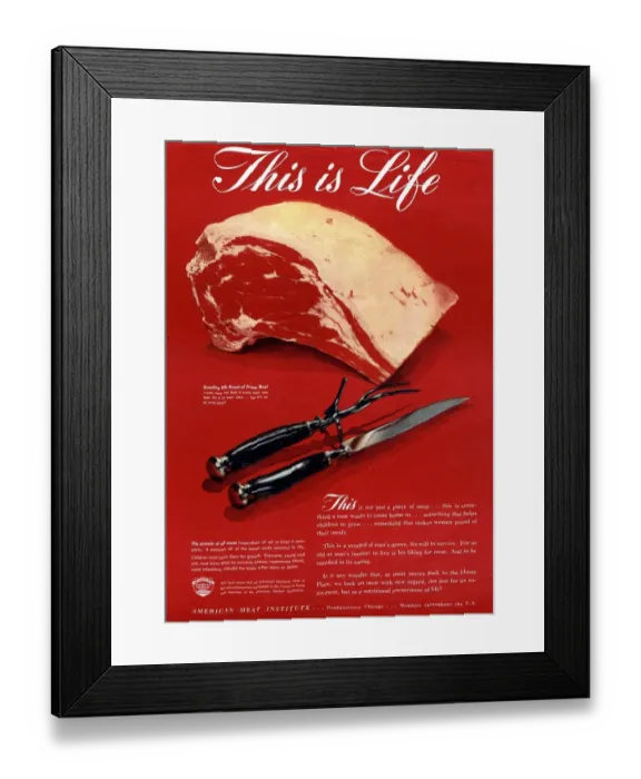Framed Print : 1940s USA meat Framed Print : 1940s USA meat