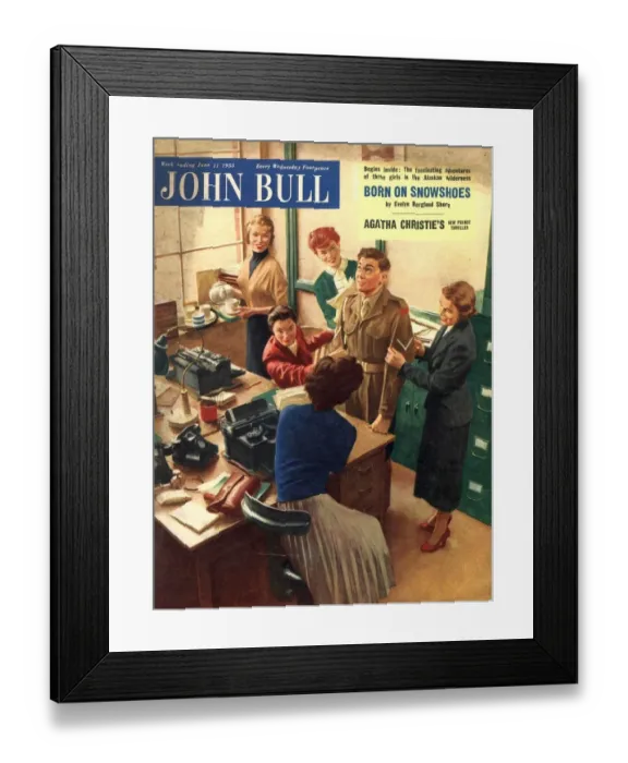 Framed Print : John Bull 1955 1950s UK john bull secretaries fiance engagement boyfriends secretary Framed Print : John Bull 1955 1950s UK john bull secretaries fiance engagement boyfriends secretary