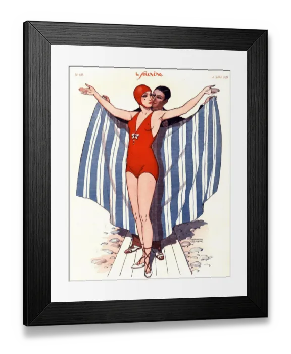Framed Print : Le Sourire 1920s France glamour holidays swimwear swim suits swimming costumes womens Framed Print : Le Sourire 1920s France glamour holidays swimwear swim suits swimming costumes womens
