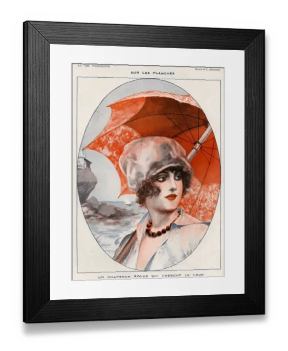 Framed Print : La Vie Parisienne 1920s France Herouard umbrellas womens womens hats illustrations Framed Print : La Vie Parisienne 1920s France Herouard umbrellas womens womens hats illustrations