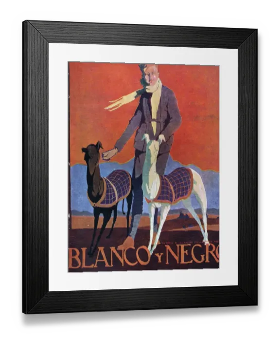 Framed Print : Blanco y Negro 1922 1920s Spain cc magazines walking dogs greyhounds women woman Framed Print : Blanco y Negro 1922 1920s Spain cc magazines walking dogs greyhounds women woman