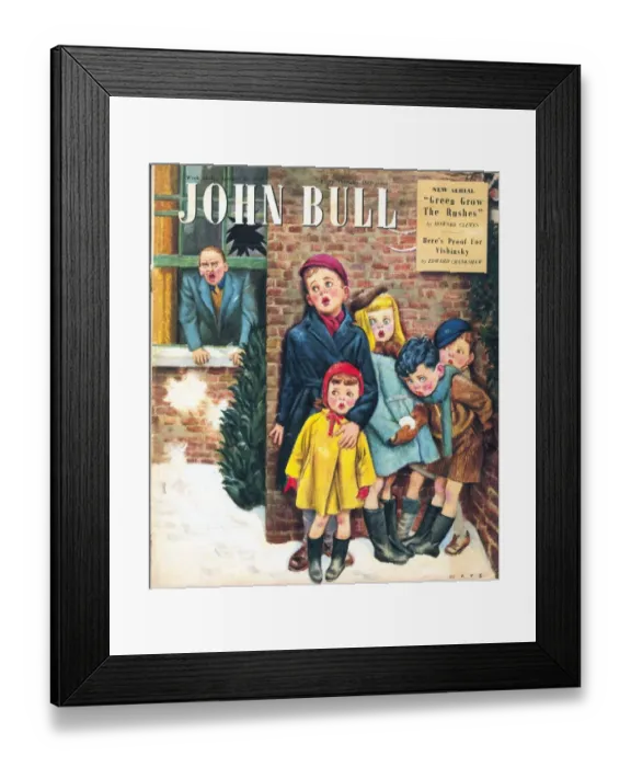 Framed Print : John Bull 1949 1940s UK snowballs broken windows accidents disasters magazines Framed Print : John Bull 1949 1940s UK snowballs broken windows accidents disasters magazines