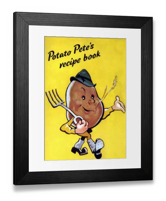 Framed Print : Ministry of Food 1930s UK potatoes recipes characters logos petes petes Framed Print : Ministry of Food 1930s UK potatoes recipes characters logos petes petes