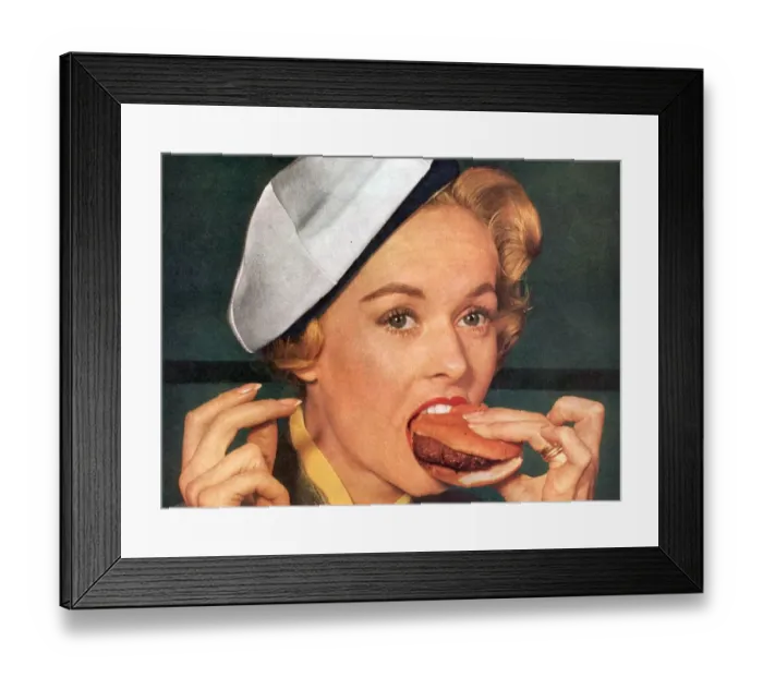 Framed Print : 1950s USA eating hamburgers burgers Framed Print : 1950s USA eating hamburgers burgers