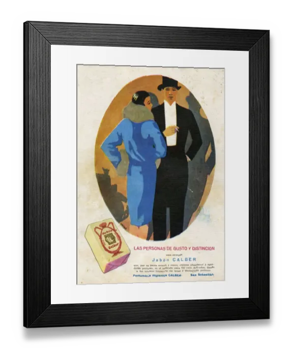 Framed Print : Jabon Calber 1920s Spain cc couples mens evening dress