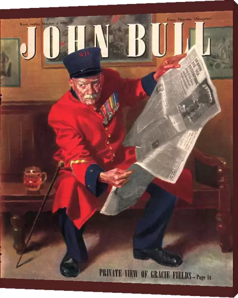 John Bull 1947 1940s UK chelsea pensioners reading newspapers magazines