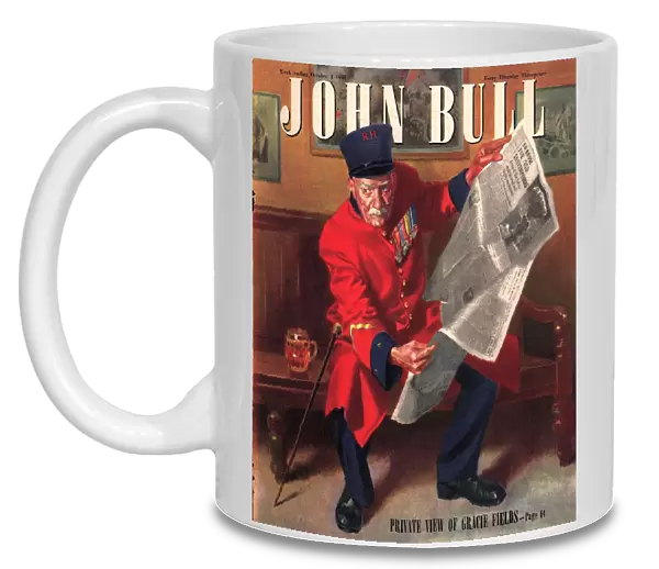 John Bull 1947 1940s UK chelsea pensioners reading newspapers magazines