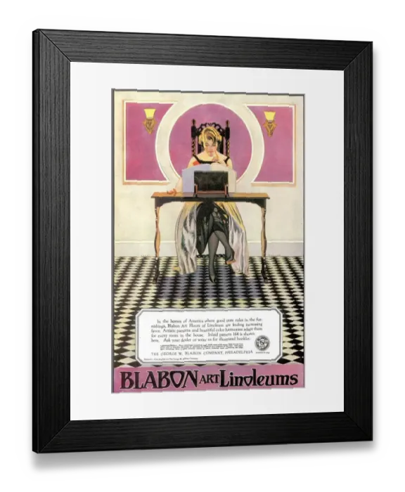 Framed Print : Blabon Art Linoleums 1920s USA linoleums flooring agony aunts lino interiors Framed Print : Blabon Art Linoleums 1920s USA linoleums flooring agony aunts lino interiors