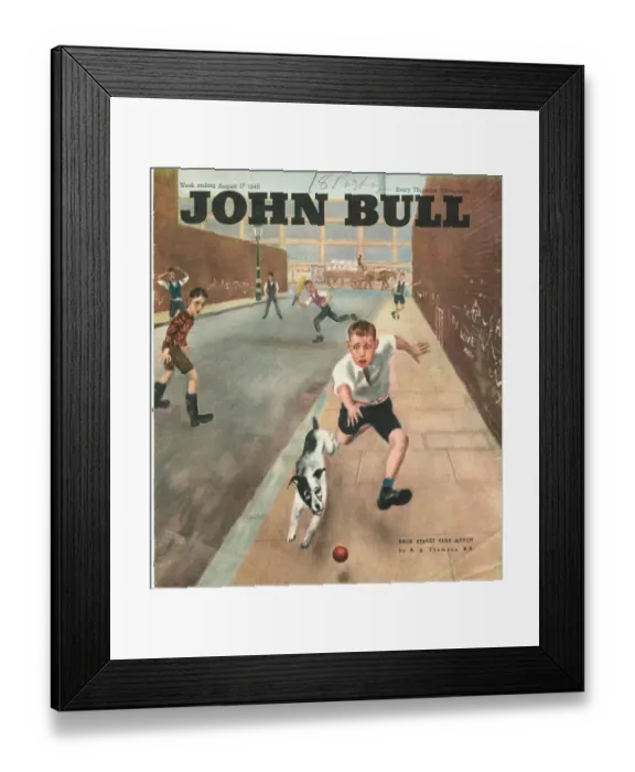 Framed Print : John Bull 1950s UK cricket dogs disasters balls magazines pets