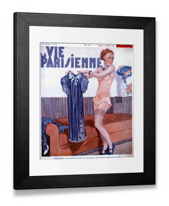 Framed Print : La Vie Parisienne 1936 1930s France magazines dressing undressing womens dresses Framed Print : La Vie Parisienne 1936 1930s France magazines dressing undressing womens dresses