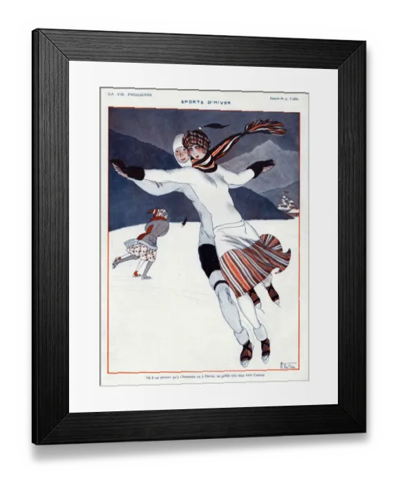 Framed Print : La Vie Parisienne 1923 1920s France A Vallee illustrations ice-skating ice skating Framed Print : La Vie Parisienne 1923 1920s France A Vallee illustrations ice-skating ice skating