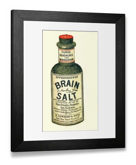 Framed Print : 1890s UK brain salt headaches humour medicine indigestion medical Framed Print : 1890s UK brain salt headaches humour medicine indigestion medical
