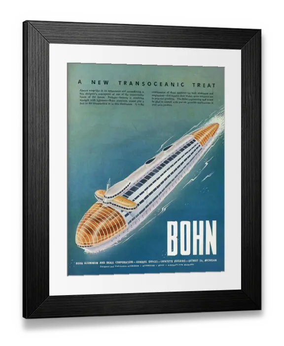 Framed Print : Bohn 1940s USA Arthur Radebaugh mcitnt visions of the future futuristic ships boats Framed Print : Bohn 1940s USA Arthur Radebaugh mcitnt visions of the future futuristic ships boats