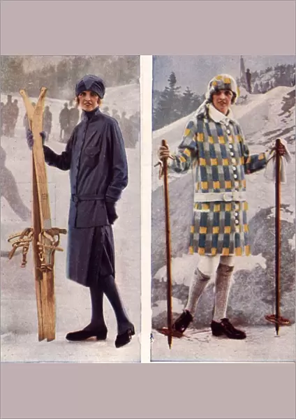1920s UK womens skiing skis ski wear
