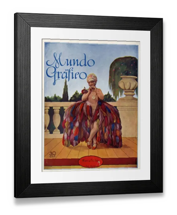 Framed Print : Mundo Grafico Spain cc magazines exotic costumes feathers womens