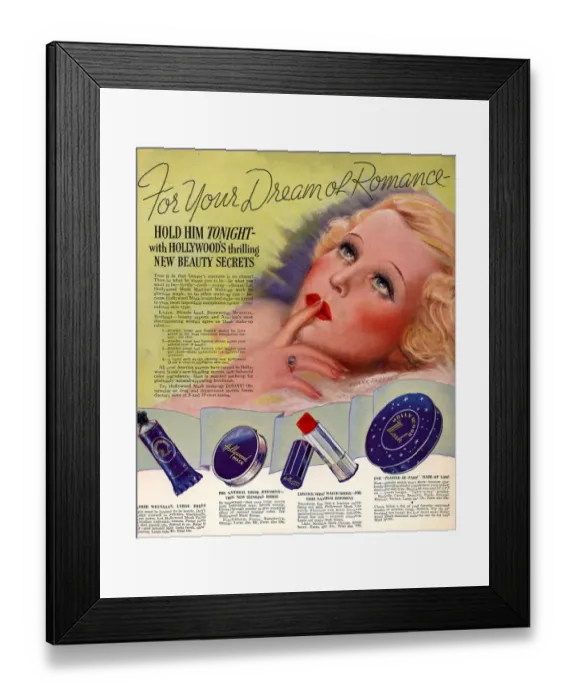 Framed Print : Hollywood 1930s USA make-up makeup make up red lipstick womens portraits iws Framed Print : Hollywood 1930s USA make-up makeup make up red lipstick womens portraits iws