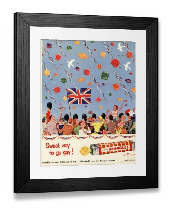 Framed Print : Spangles 1953 1950s UK coronation sweets Framed Print : Spangles 1953 1950s UK coronation sweets