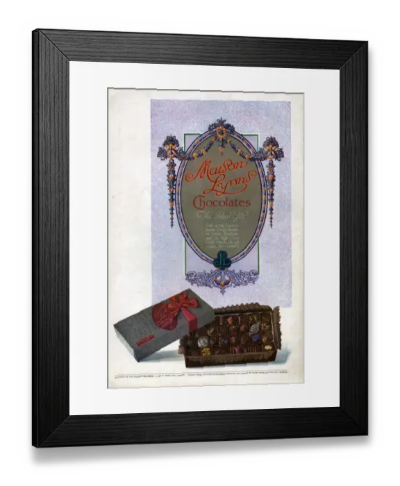 Framed Print : Maison Lyons 1923 1920s UK cc chocolates confectionery Framed Print : Maison Lyons 1923 1920s UK cc chocolates confectionery