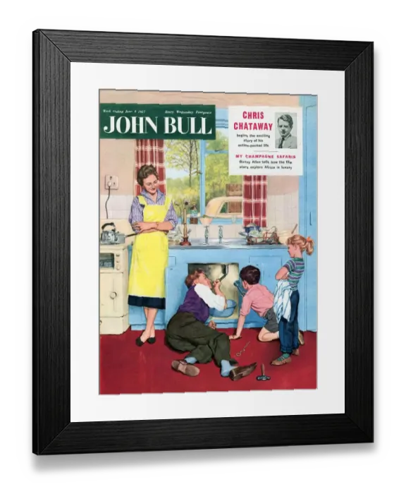 Framed Print : John Bull 1950s UK plumbers plumbing diy mending kitchens sinks magazines do it yourself