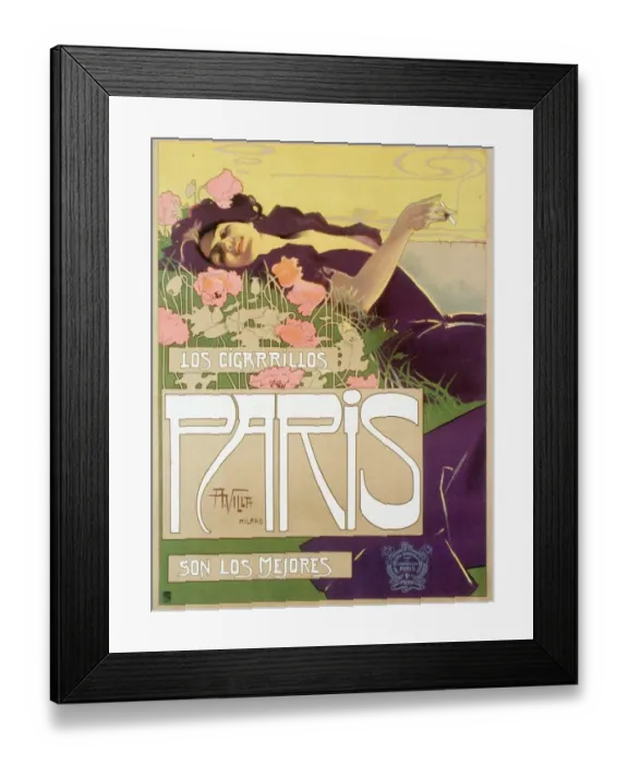 Framed Print : 1920s UK art nouveau cigarettes Los cigarillos women smoking Paris France French
