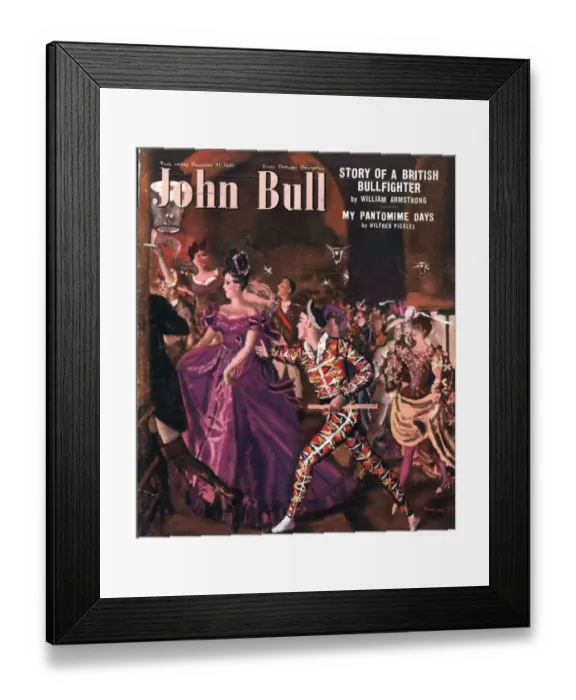 Framed Print : John Bull 1949 1940s UK fancy dress party magazines dancing