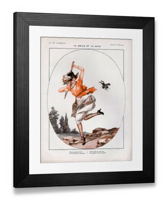 Framed Print : La Vie Parisienne 1919 1910s France cc shock surprise beetles frightened scared Framed Print : La Vie Parisienne 1919 1910s France cc shock surprise beetles frightened scared