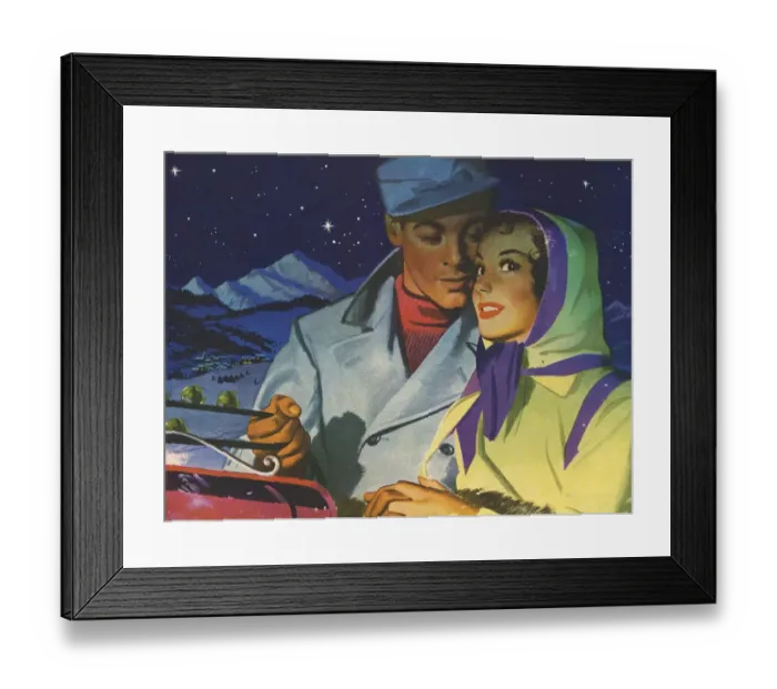 Framed Print : Community Cutlery 1930s USA sleighs scarves womens sleds sledges Framed Print : Community Cutlery 1930s USA sleighs scarves womens sleds sledges