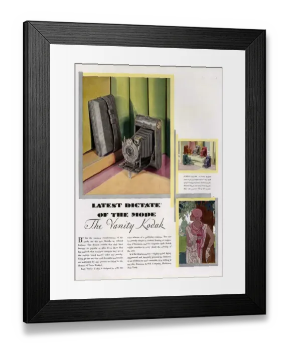 Framed Print : Kodak 1920 1920s UK cc cameras vanity