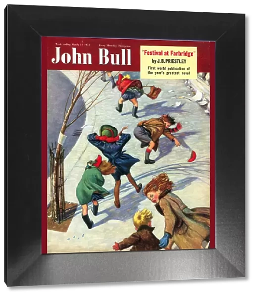 John Bull 1950s UK seasons windy snow cold winter wind magazines