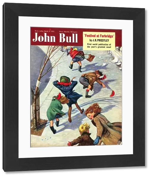 John Bull 1950s UK seasons windy snow cold winter wind magazines