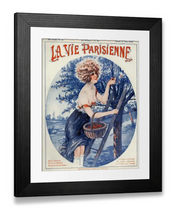 Framed Print : La Vie Parisienne 1922 1920s France Maurice Milliere magazines illustrations picking