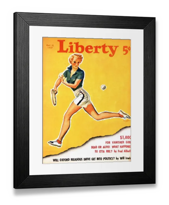 Framed Print : Liberty 1937 1930s USA tennis magazines Framed Print : Liberty 1937 1930s USA tennis magazines