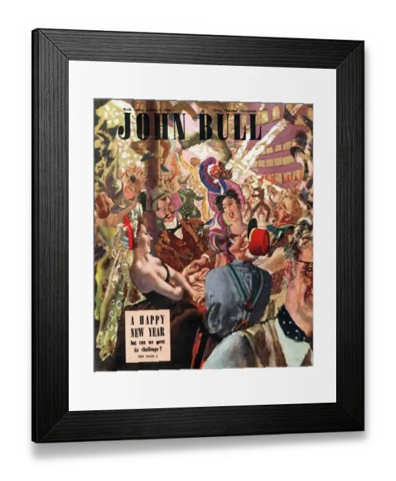 Framed Print : John Bull 1948 1940s UK new years eve party magazines Framed Print : John Bull 1948 1940s UK new years eve party magazines