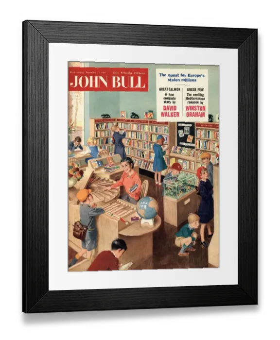 Framed Print : John Bull 1950s UK libraries books reading magazines library Framed Print : John Bull 1950s UK libraries books reading magazines library