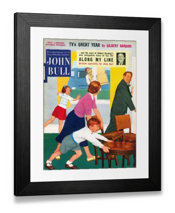 Framed Print : John Bull 1950s UK watching televisions magazines Framed Print : John Bull 1950s UK watching televisions magazines