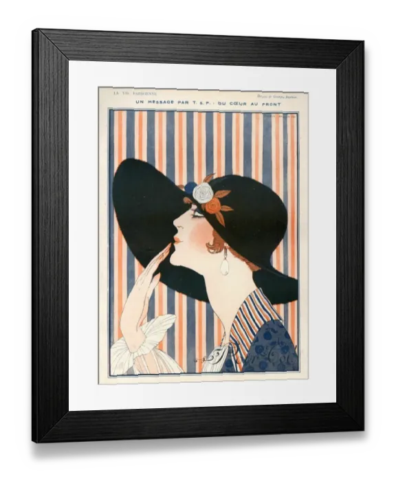 Framed Print : La Vie Parisienne 1918 1910s France G Barbier illustrations womens hats Georges
